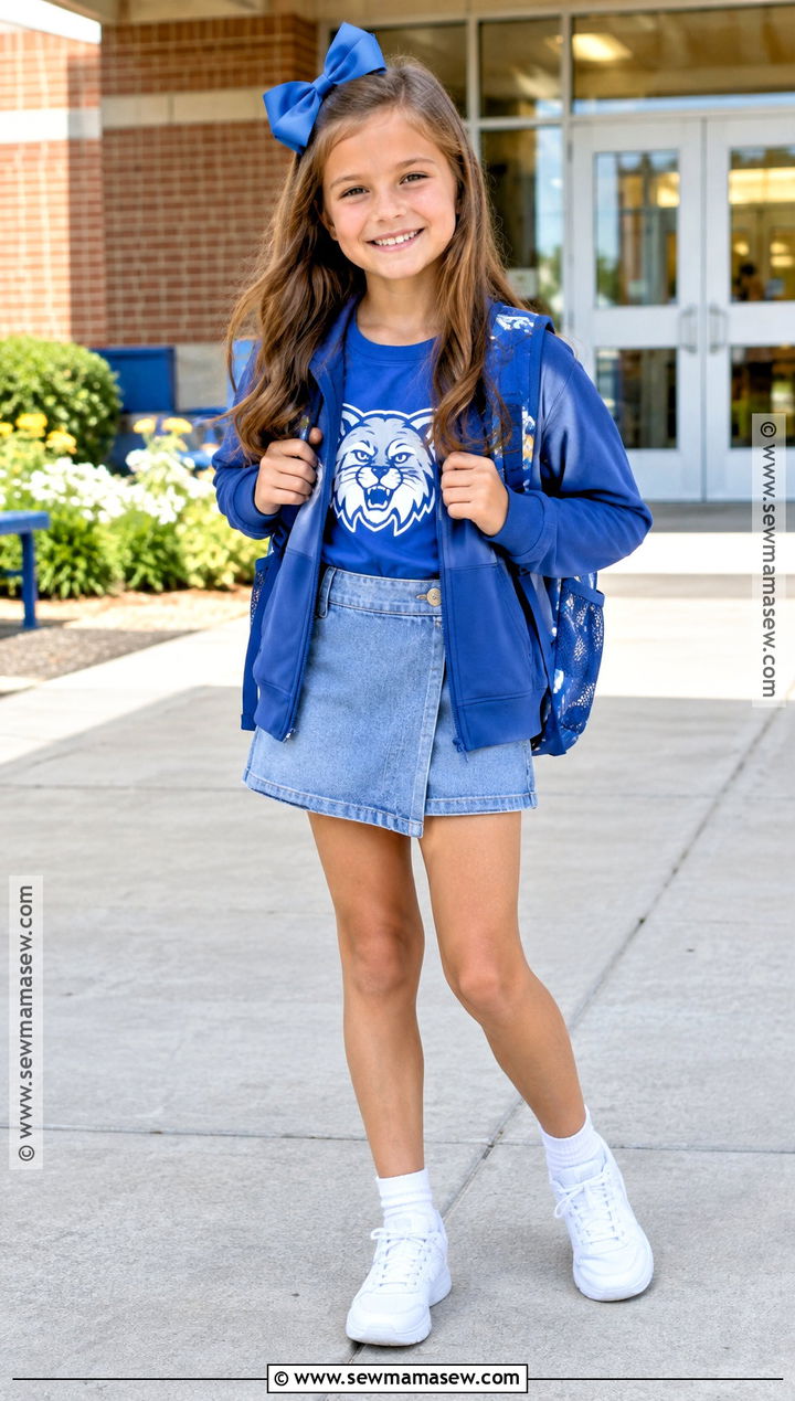 4th Grade School Spirit T Shirt And Denim Skort Outfit - 20 back to school outfits 4th grade for girls