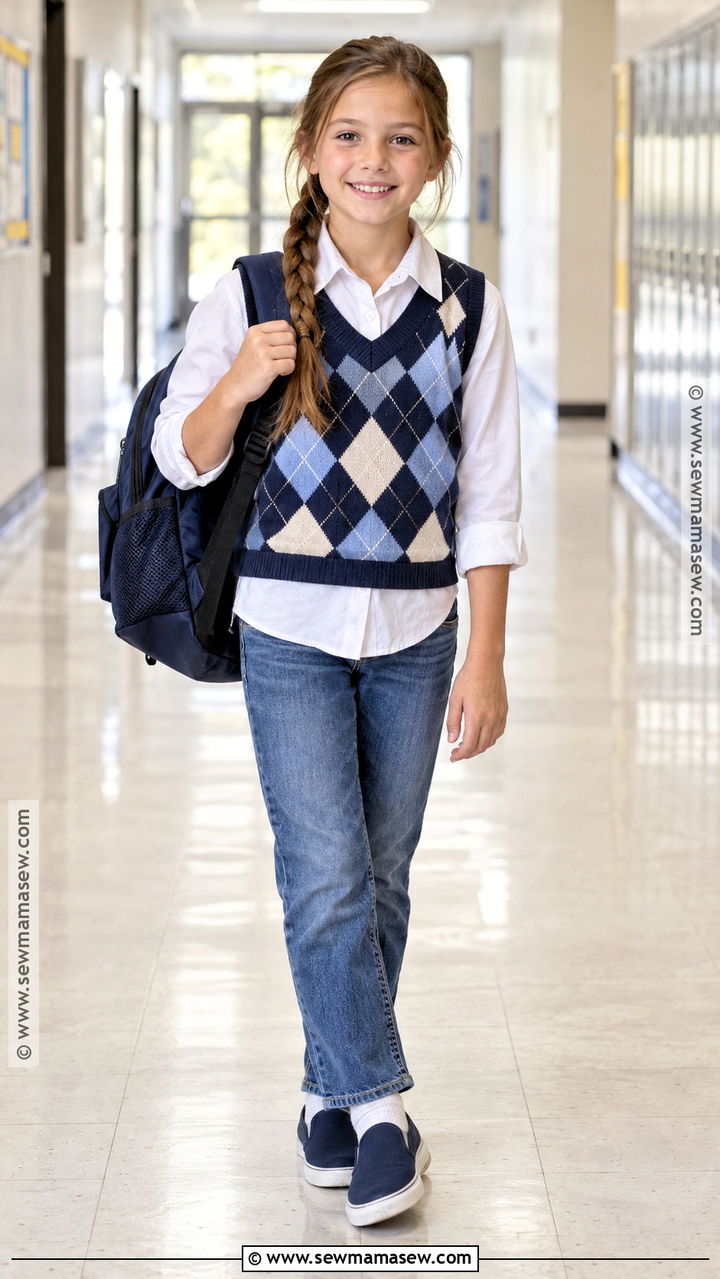 4th Grade Sweater Vest And Jeans Outfit - 20 back to school outfits 4th grade for girls
