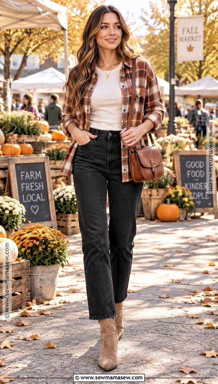 60 Degree Fall Outfit With A Plaid Shirt - 25 60 degree weather outfit fall ideas