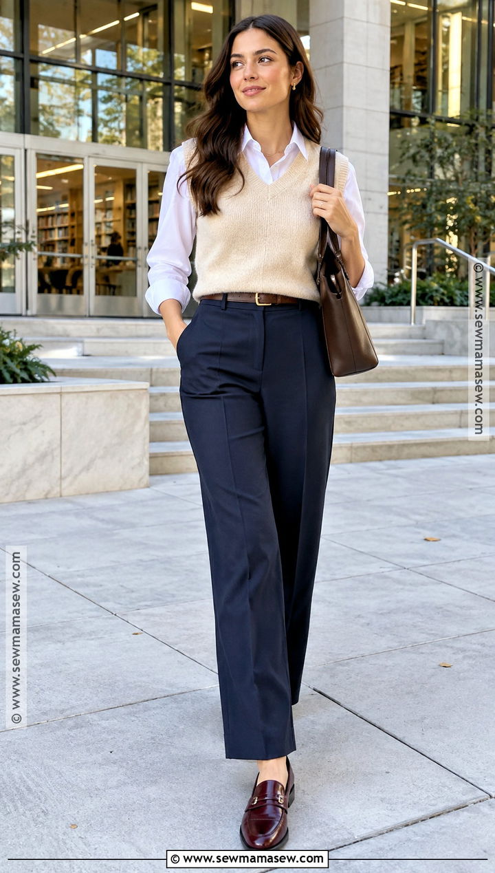 66 Degree Weather Sweater Vest And Shirt Outfit - 15 66 degree weather outfit fall ideas