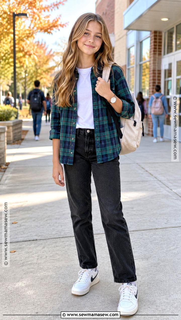 6th Grade Flannel Shirt And Black Jeans Outfit - 15 Back To School Clothes 6Th Grade