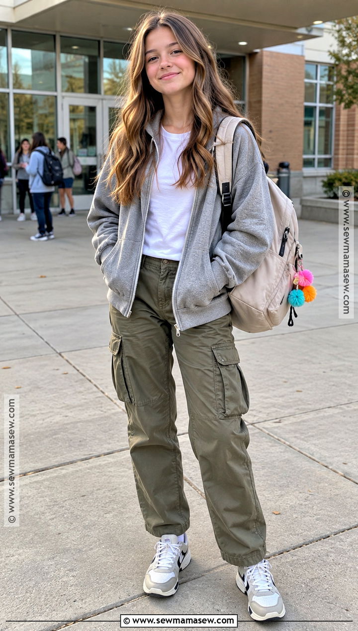 6th Grade Hoodie And Cargo Pants Outfit - 15 Back To School Outfits Girls 6Th Grade