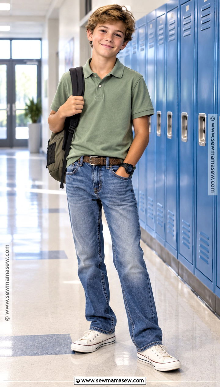 6th Grade Polo Shirt And Relaxed Jeans Outfit - 15 Back To School Clothes 6Th Grade