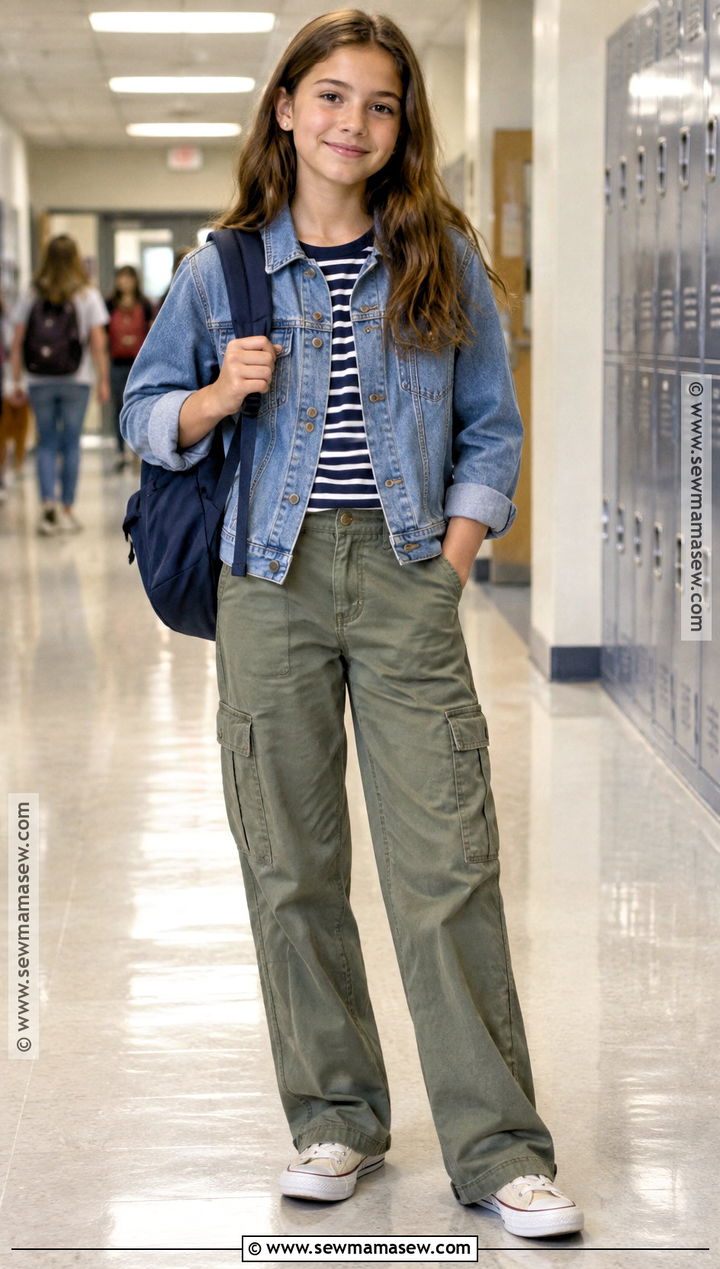 6th Grade Striped Shirt And Cargo Pants Outfit - 15 Back To School Clothes 6Th Grade