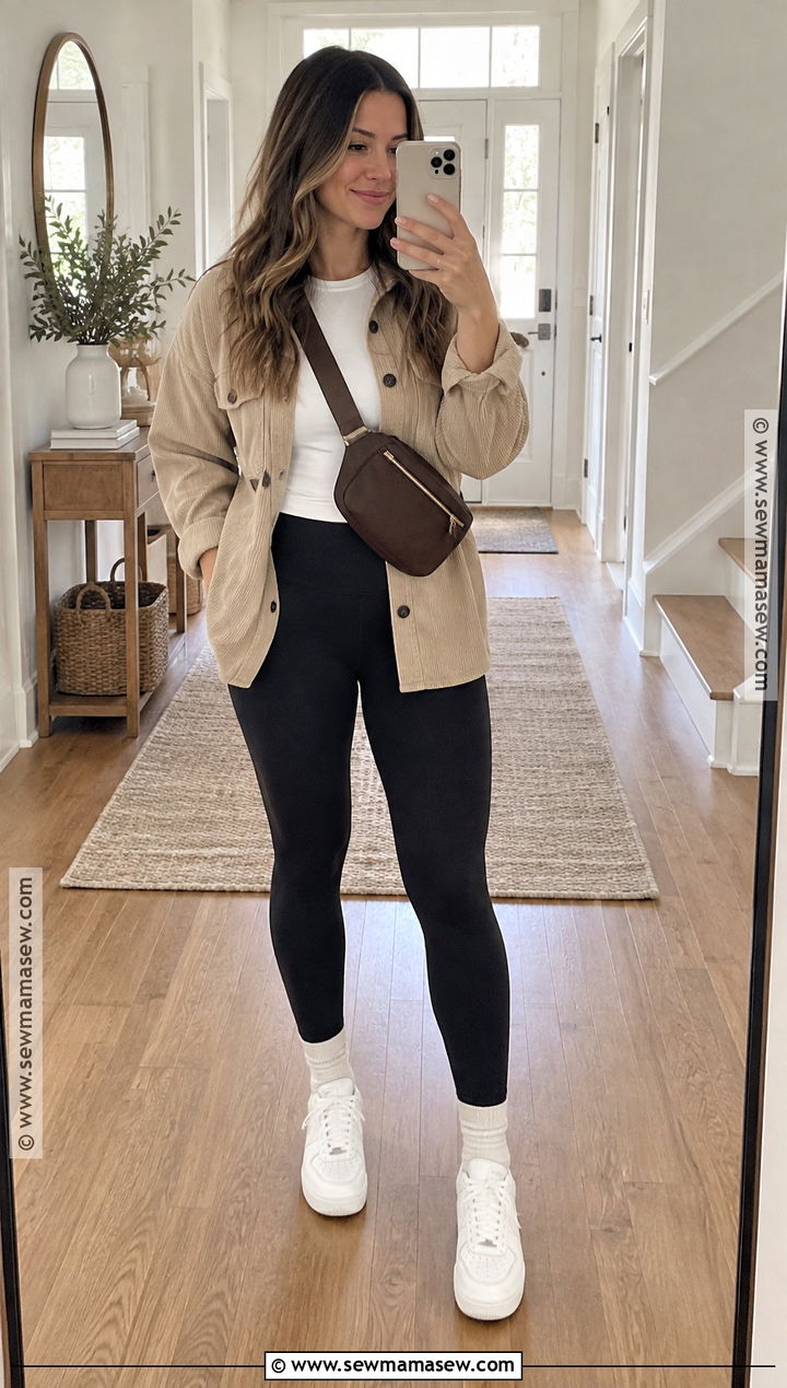 70 Degree Fall Outfit With A Shacket And Leggings - 20 70 Degree Fall Weather Outfit Ideas