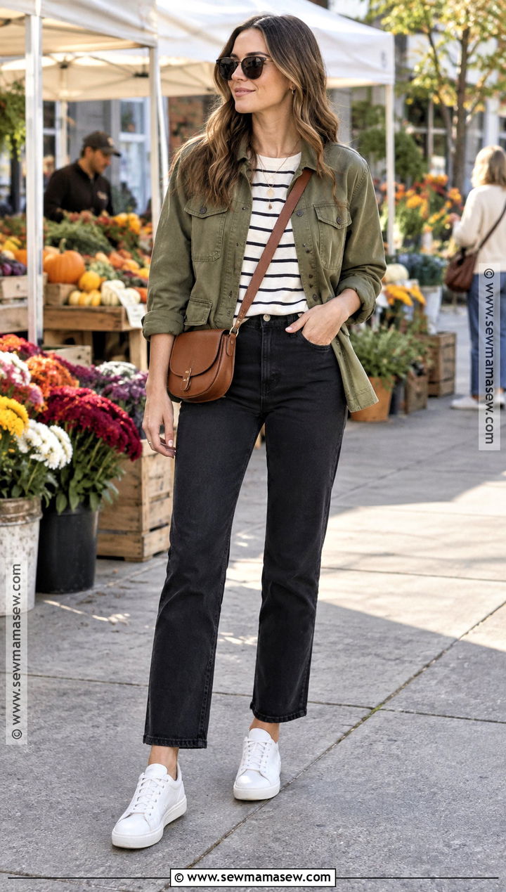70 Degree Fall Outfit With A Utility Jacket And Black Jeans - 20 70 Degree Fall Weather Outfit Ideas