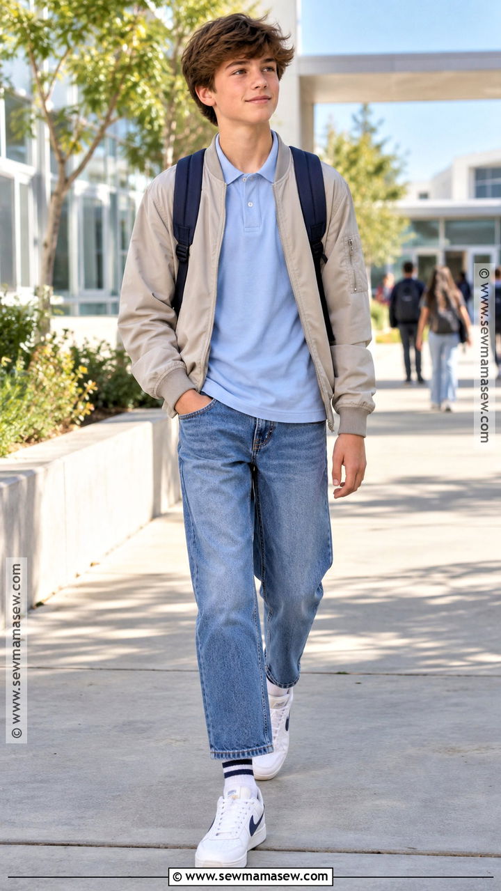 7th Grade Polo Shirt And Loose Jeans Outfit - 20 Back To School Outfits For 7Th Grade