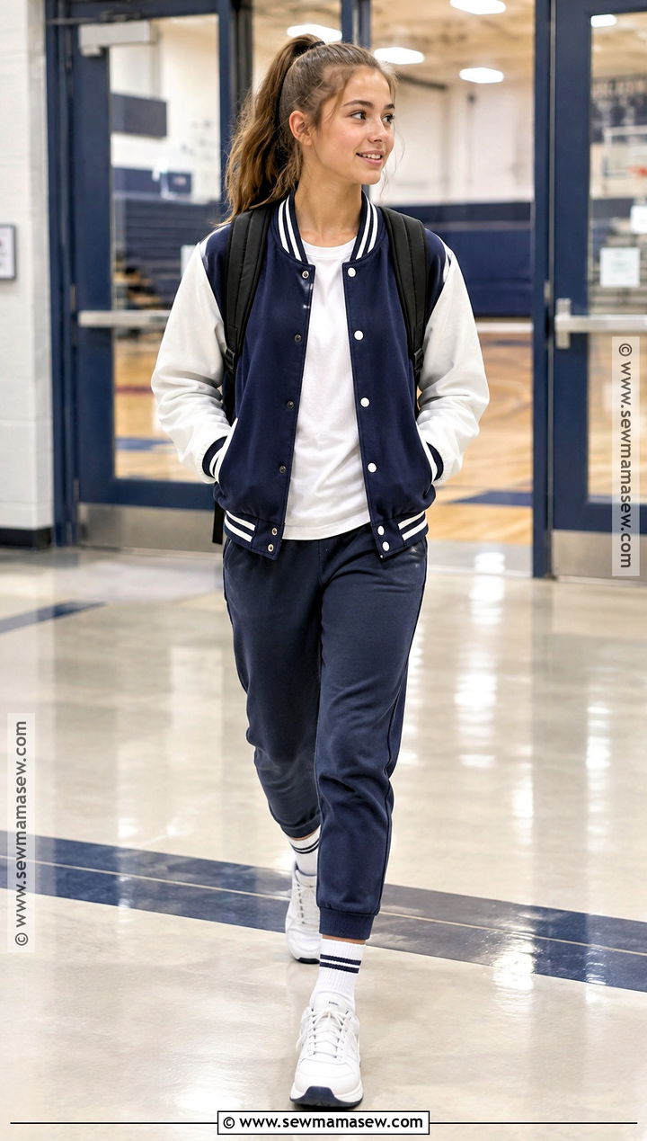7th Grade Varsity Jacket And Joggers Outfit - 20 Back To School Outfits For 7Th Grade