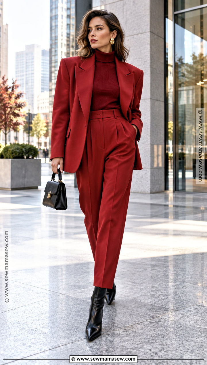 80s Fall Monochrome Red Suit Outfit - 20 80S Fall Fashion Ideas
