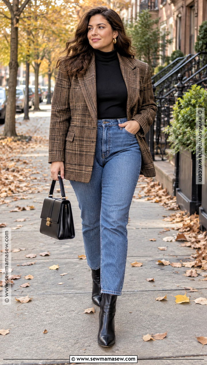 80s Oversized Blazer And Tapered Jeans Outfit - 20 80s autumn outfits