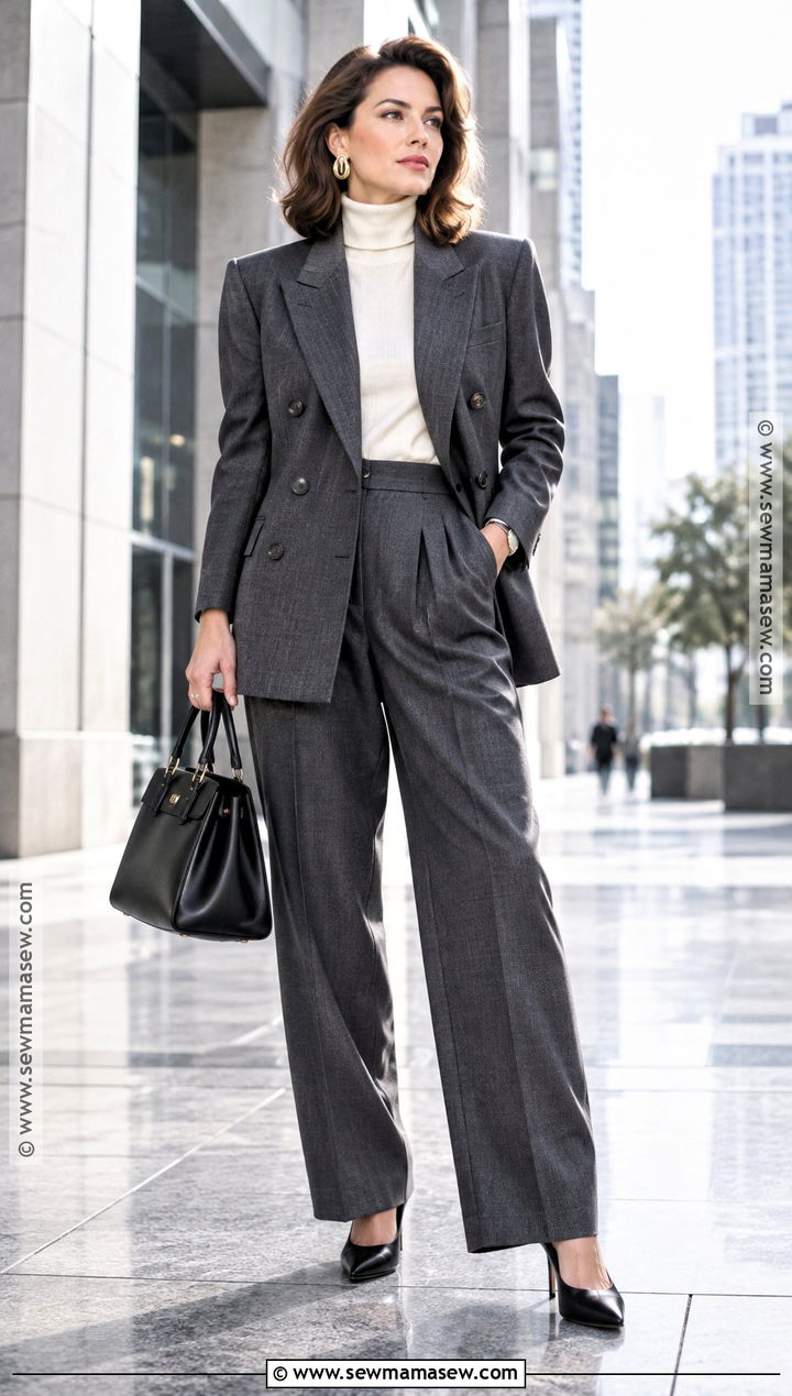 80s Power Suit And Turtleneck Outfit - 20 80s autumn outfits