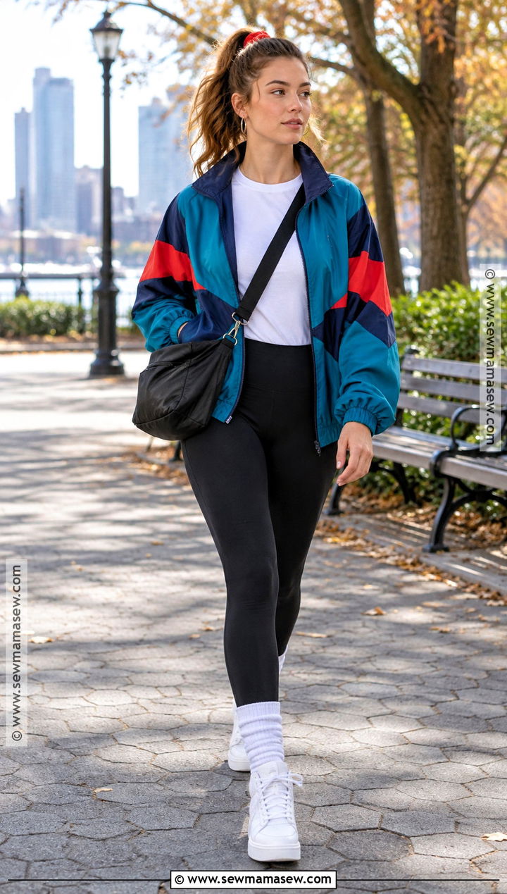 80s Track Jacket And Leggings Outfit - 20 80s autumn outfits