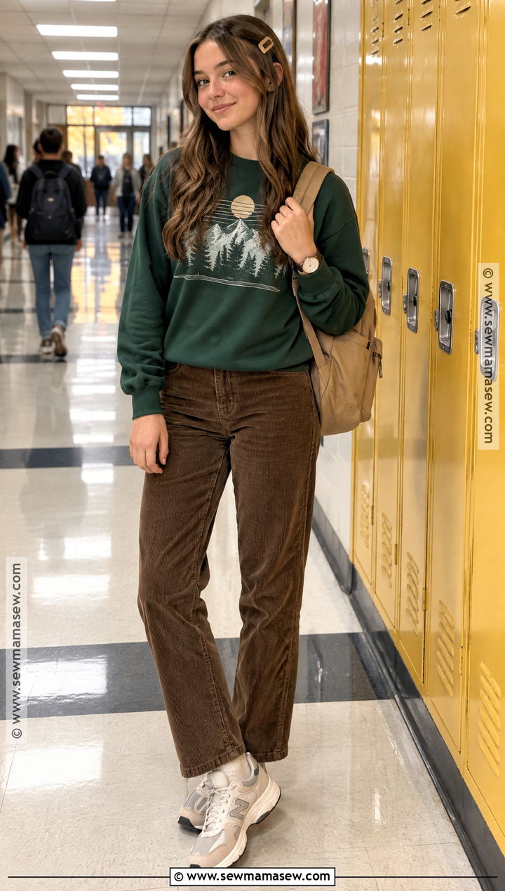 8th Grade Graphic Sweatshirt And Corduroy Pants Outfit - 20 back to school fits 8th grade