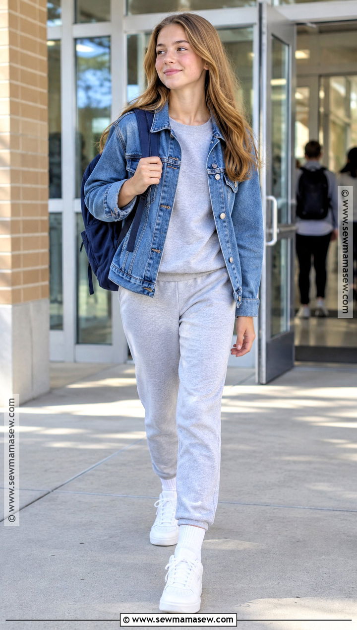 8th Grade Joggers And Denim Jacket Outfit - 20 back to school fits 8th grade