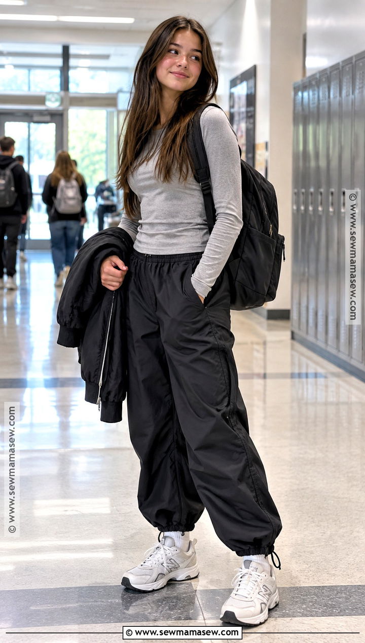 8th Grade Parachute Pants And Long Sleeve Shirt Outfit - 20 back to school fits 8th grade