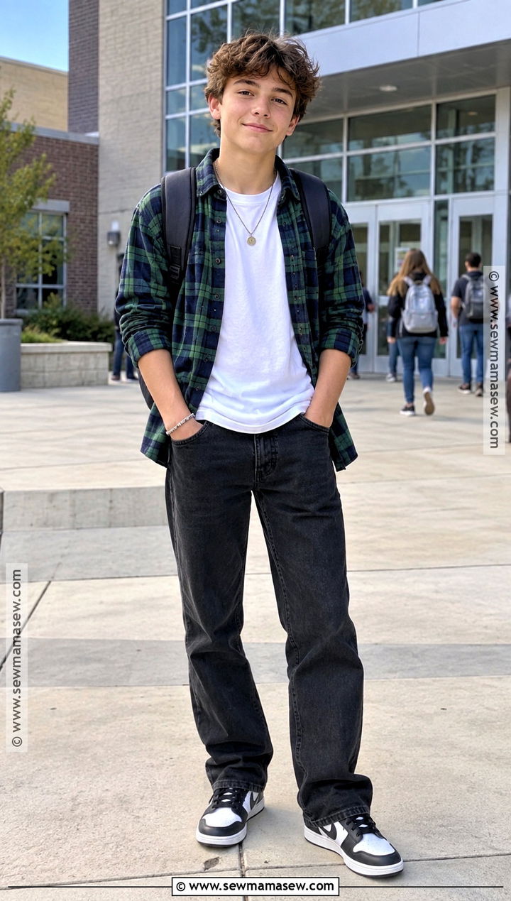 8th Grade Plaid Overshirt And Black Jeans Outfit - 20 back to school fits 8th grade