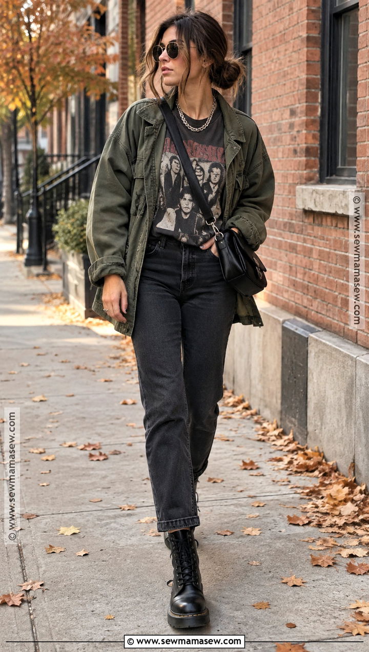 90s Band Tee And Combat Boots Outfit - 25 90s fall outfits