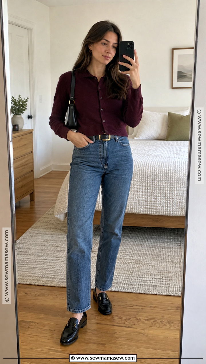 90s Cardigan And High Waisted Jeans Outfit - 25 90s fall outfits