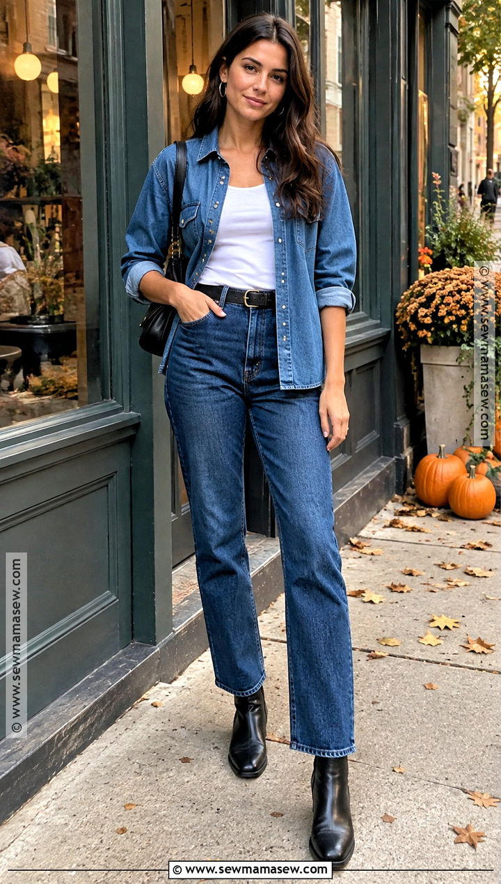 90s Double Denim And Ankle Boots Outfit - 15 90s fall fashion ideas for women