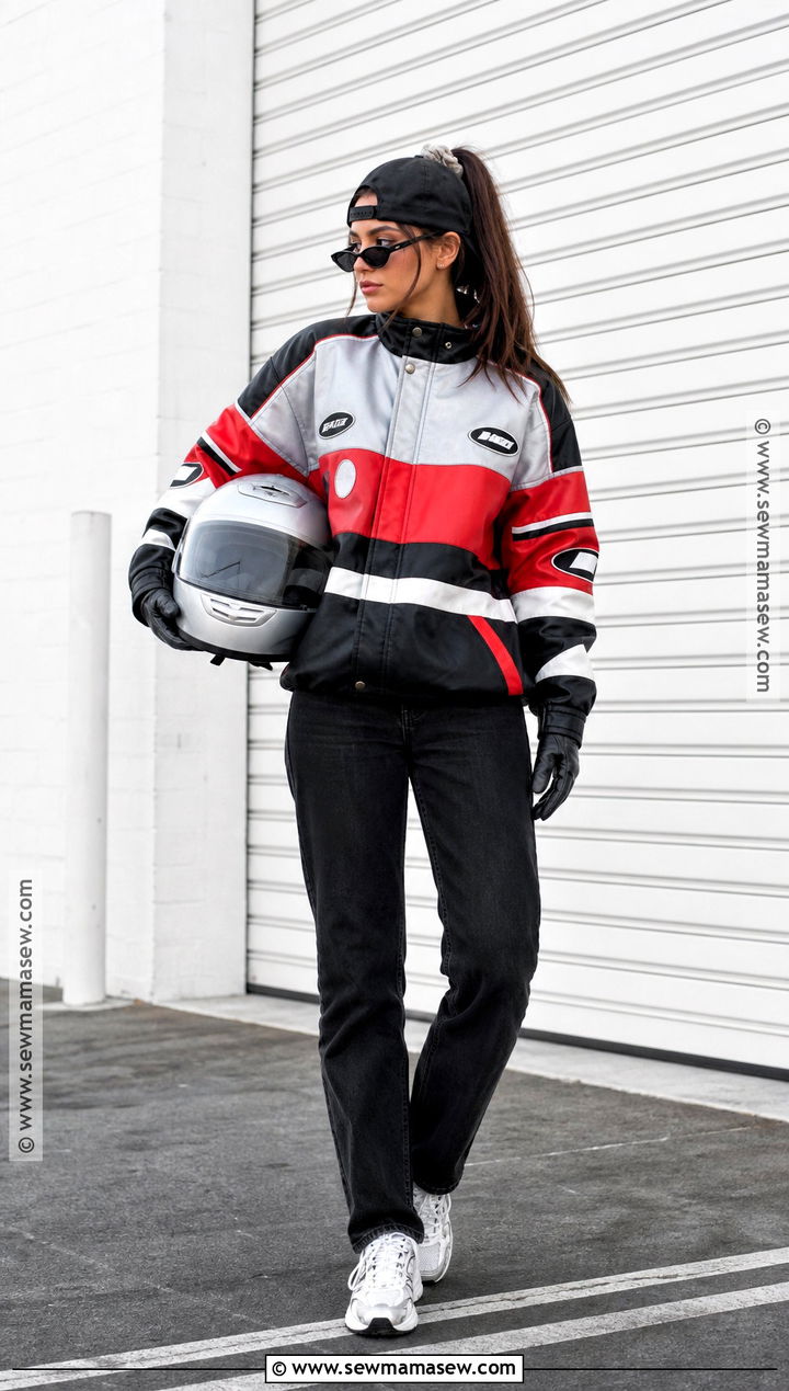 90s F1 Driver Costume With Oversized Jacket - 30 F1 Driver Costume Ideas for Women