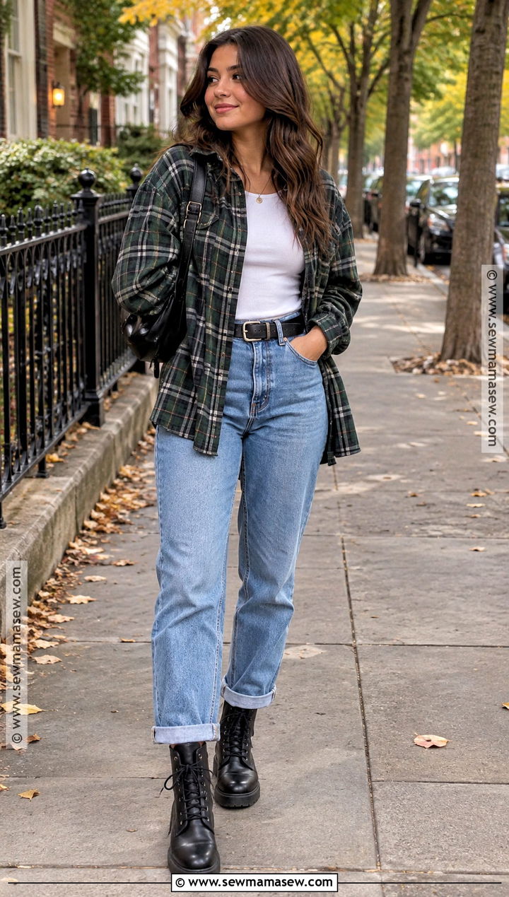 90s Flannel Shirt With Mom Jeans - 20 fall 90s outfits