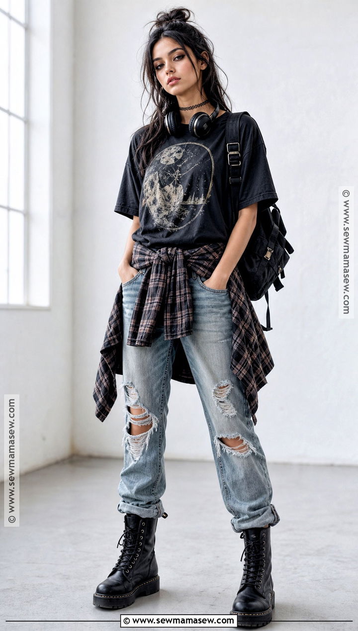 90s Grunge Costume With Plaid Shirt - 50 easy halloween costumes for women
