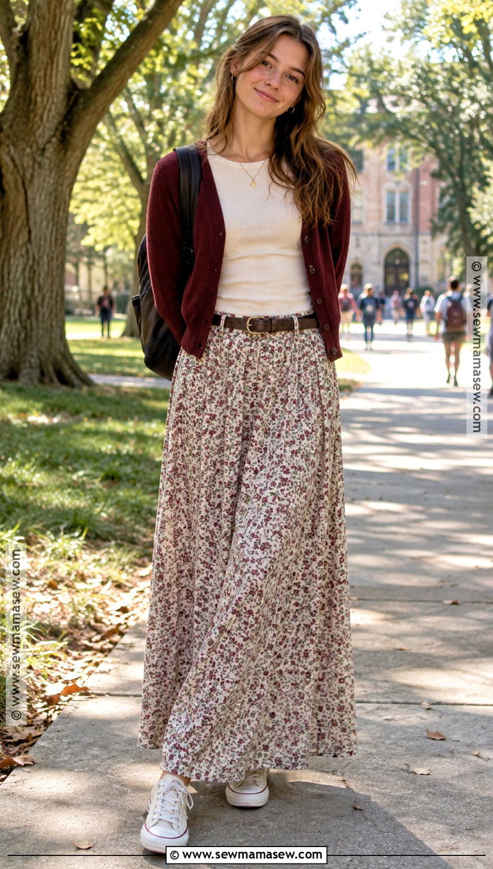 90s Maxi Skirt And Fitted Tee Outfit - 15 90S Back To School Outfits