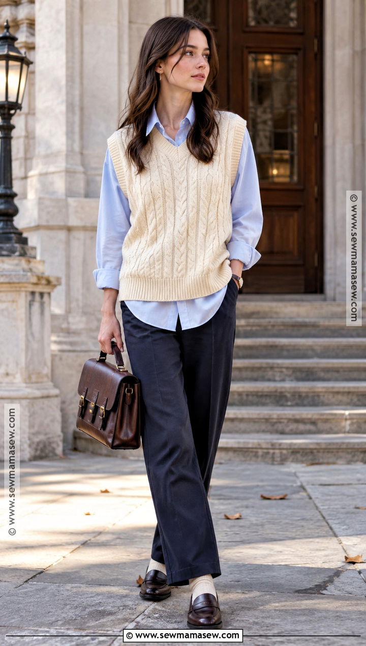90s Sweater Vest And Button Down Outfit - 25 90s fall outfits