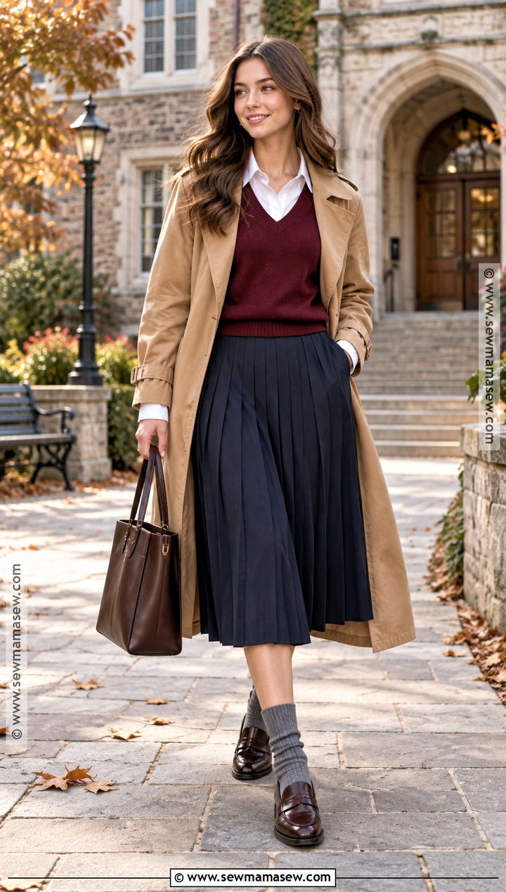 90s Sweater Vest And Pleated Skirt Outfit - 15 90s fall style ideas