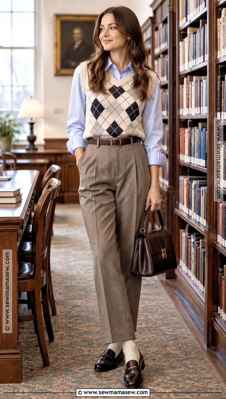 90s Sweater Vest With Pleated Trousers - 20 fall 90s outfits