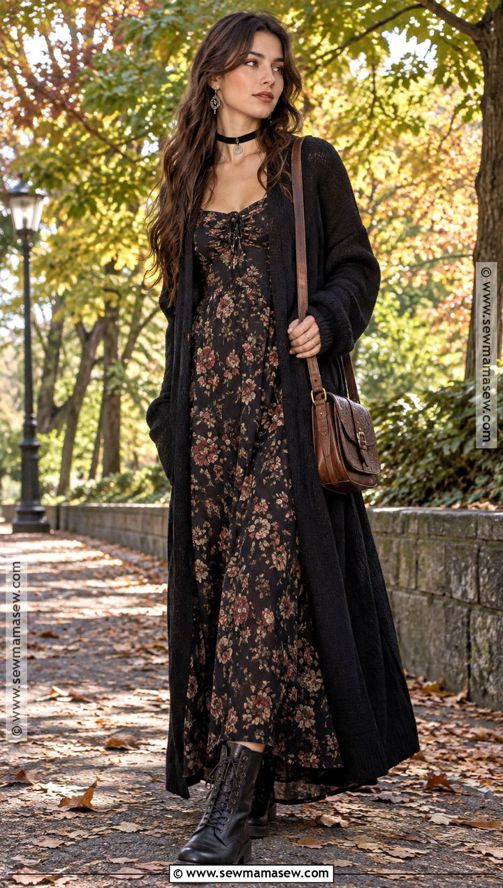 90s Whimsigoth Floral Maxi Dress Outfit - 15 90S Whimsigoth Outfits Fall