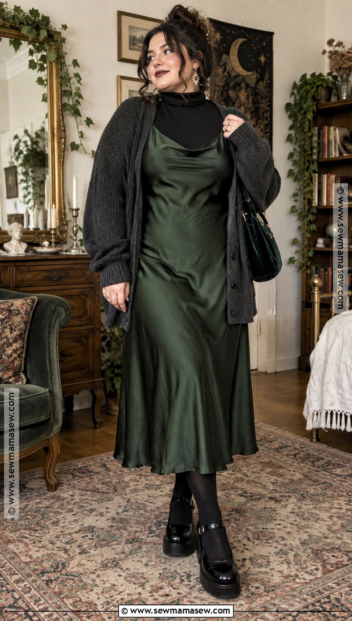 90s Whimsigoth Slip Dress And Turtleneck Outfit - 15 90S Whimsigoth Outfits Fall