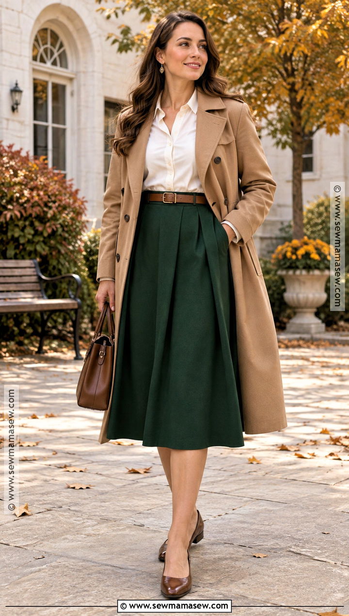 A Line Skirt And Button Down Church Outfit - 15 Fall Outfits 2026 For Church