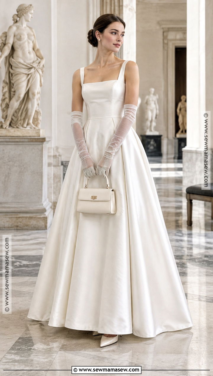 A Line Wedding Dress With Bridal Gloves - 15 Autumn Wedding Accessory Inspiration Ideas