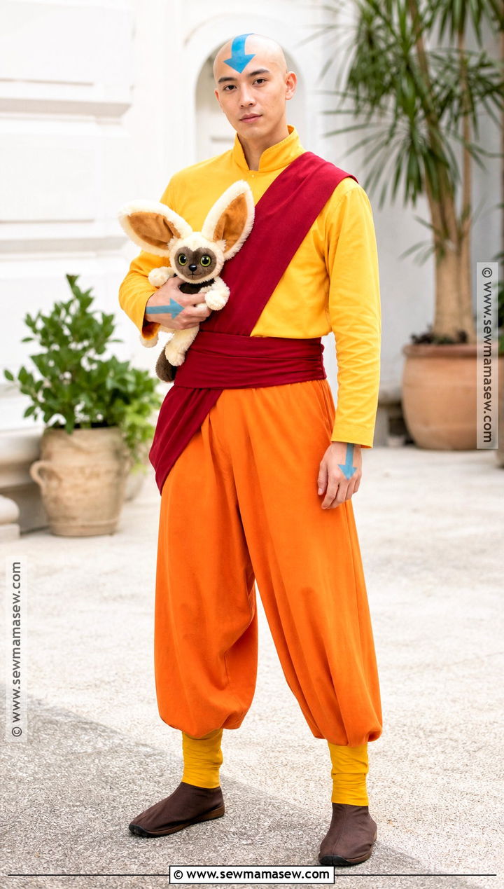 Aang Costume With Orange Pants - 30 childhood heroes costume ideas