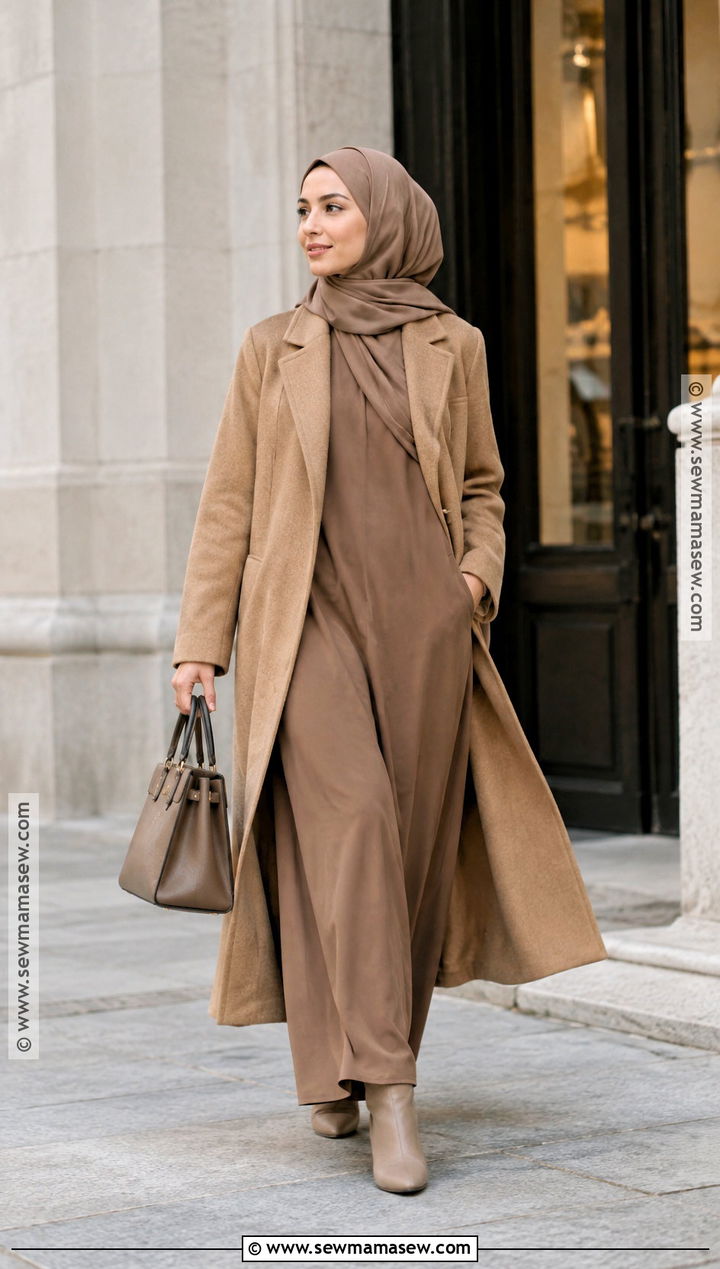 Abaya And Structured Coat Modest Fall Outfit - 25 fall outfits modest