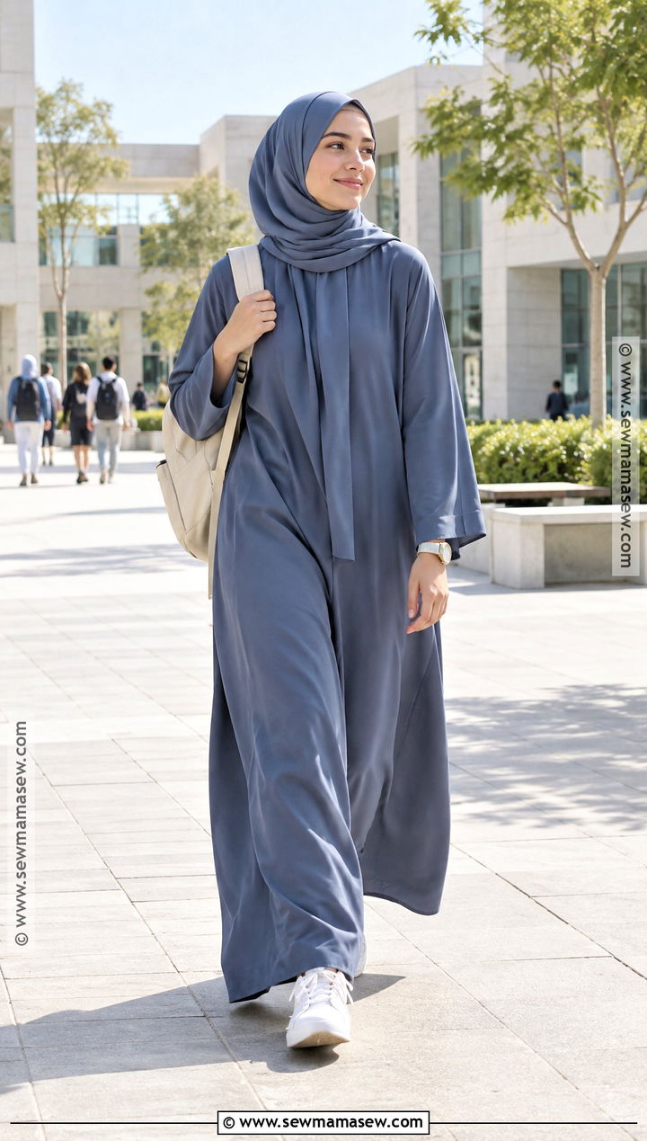 Abaya And White Sneakers Hijabi Outfit - 20 Back To School Hijabi Outfits