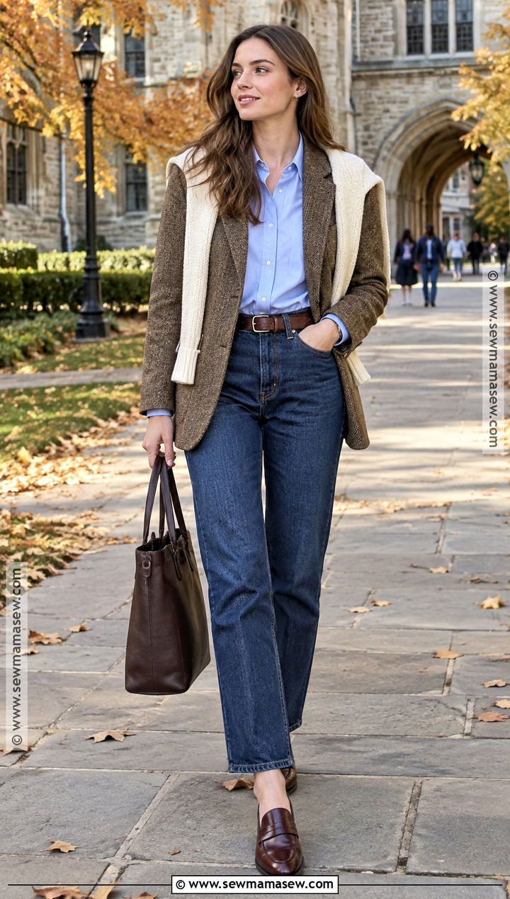 Academia Oxford Shirt And Jeans Outfit - 15 fall outfit academia ideas