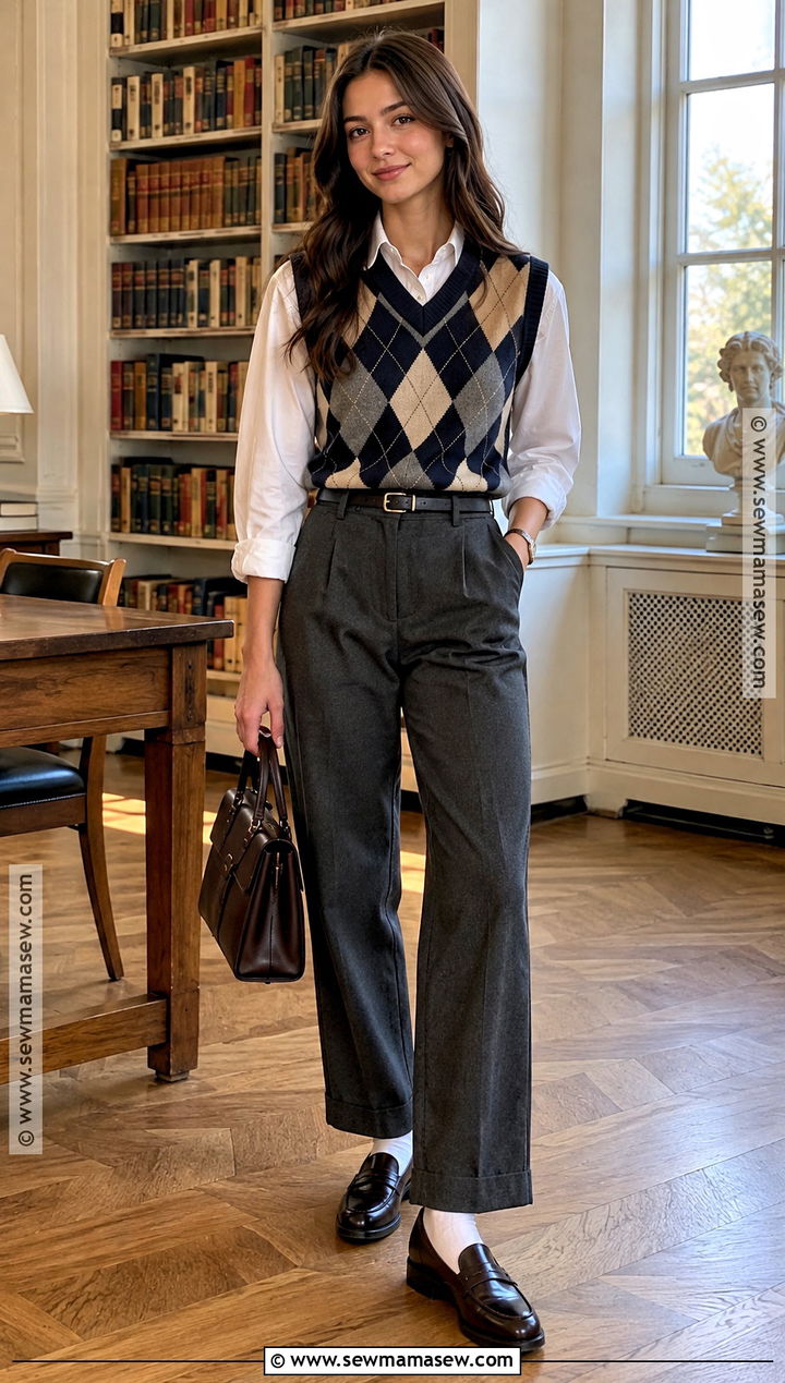 Academia Sweater Vest And Trousers Outfit - 15 fall outfit academia ideas