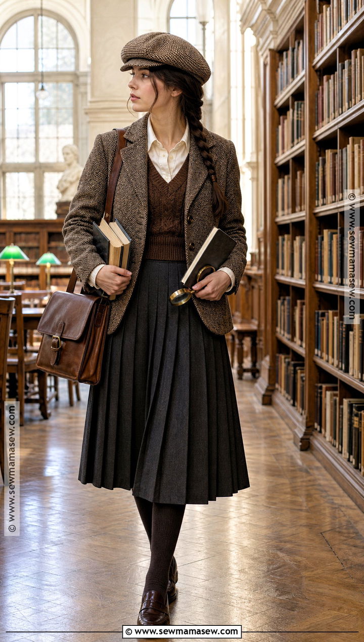 Academic Sherlock Holmes Costume With Pleated Skirt - 30 Sherlock Holmes Costume Ideas for Women