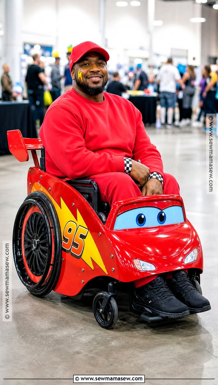 Adaptive Wheelchair Lightning McQueen Costume - 30 lightning mcqueen halloween costume ideas