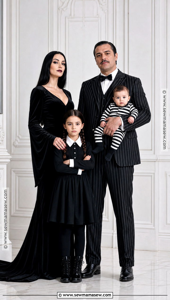Addams Family Costume With Pugsley Baby - 30 Family Of 4 Halloween Costumes With for Babies