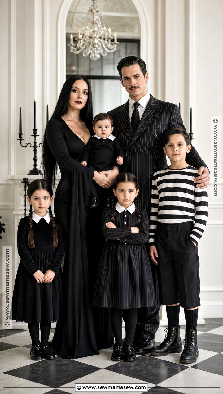 Addams Inspired Family Costume With Baby - 40 family costumes with for babies