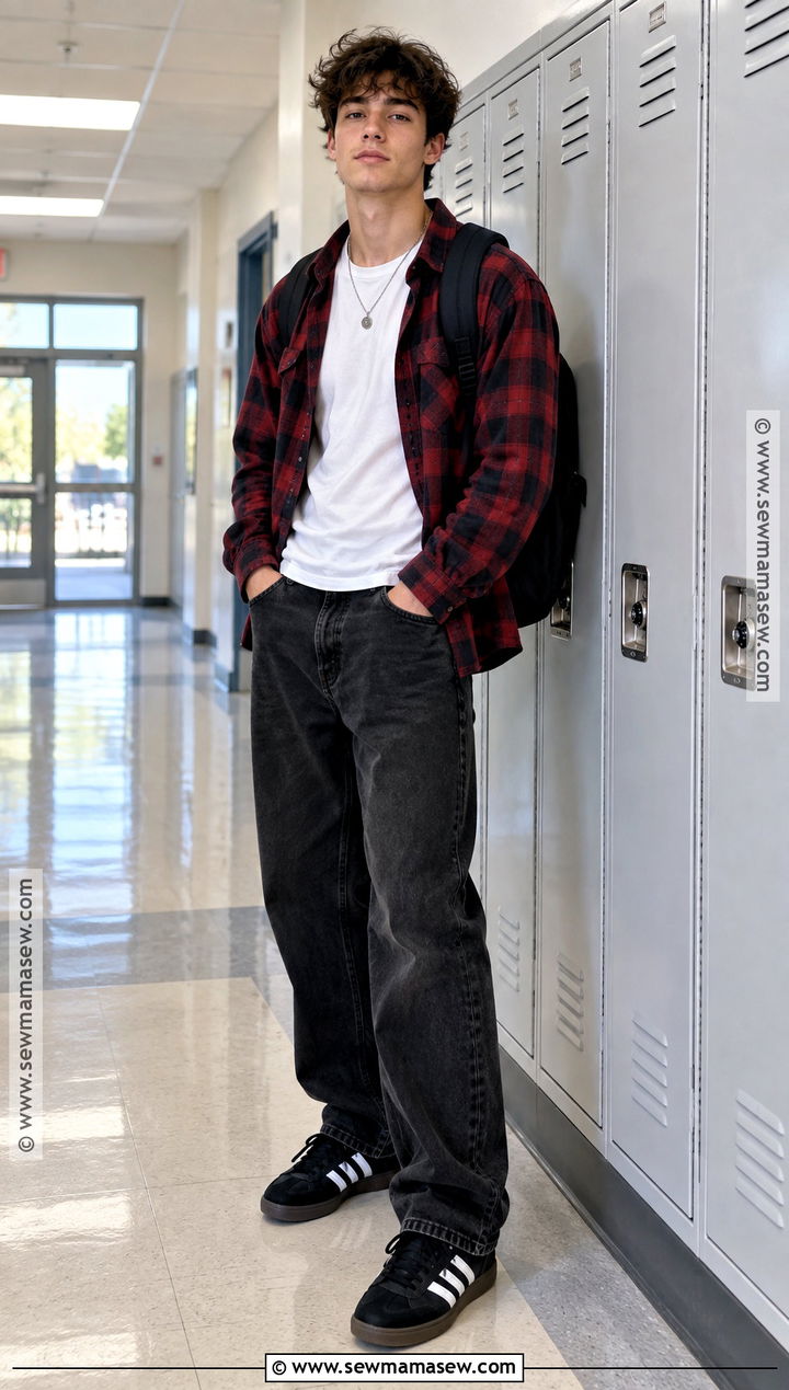 Adidas Campus With Black Jeans And Flannel Shirt - 15 back to school outfits adidas campus