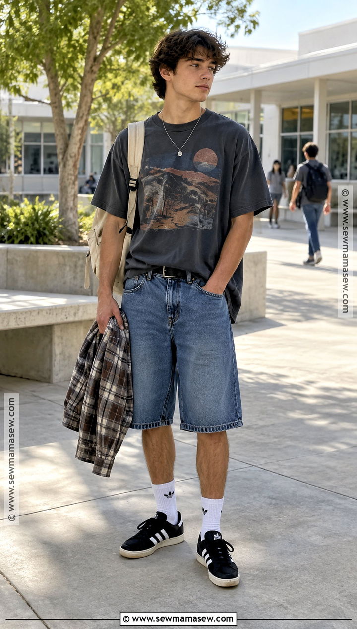 Adidas Campus With Denim Jorts And Graphic Tee - 15 back to school outfits adidas campus