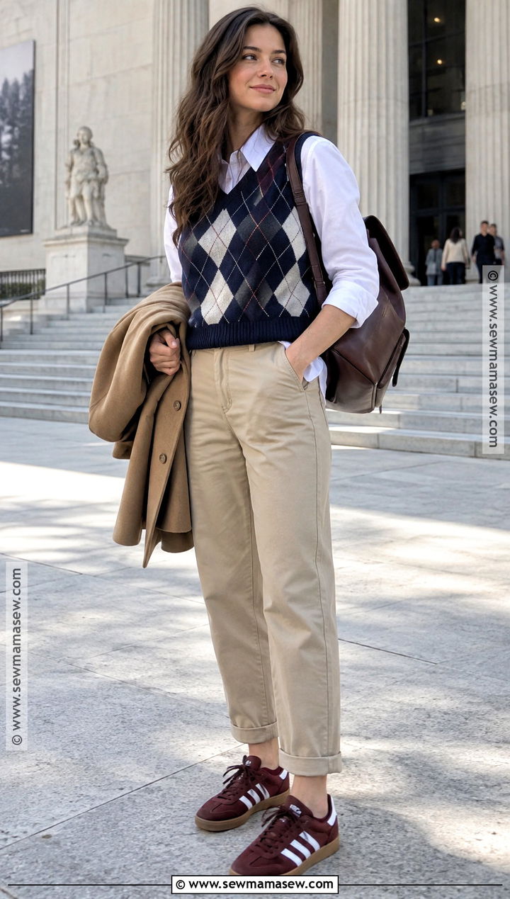 Adidas Gazelle With Knit Vest And Chino Pants - 15 adidas gazelle fall style ideas