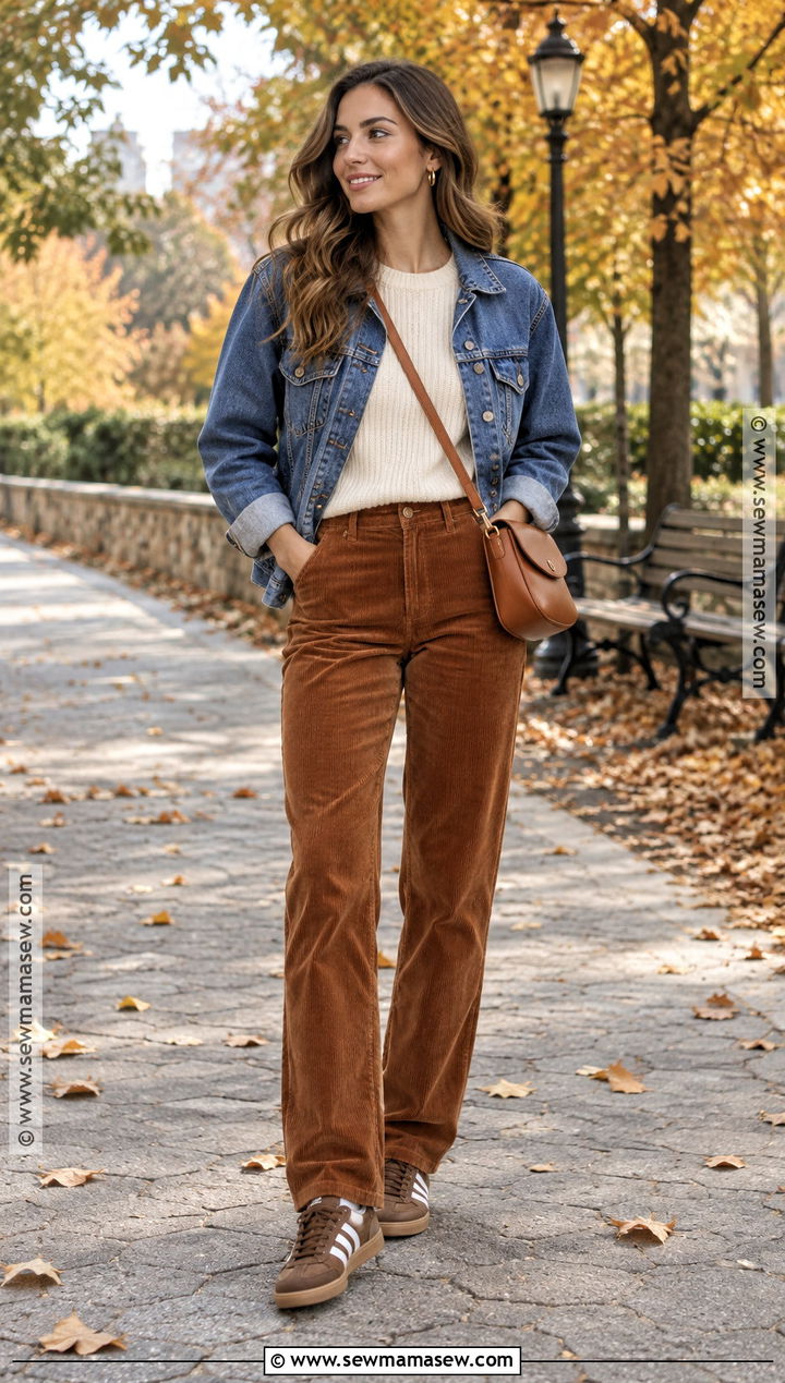 Adidas Samba With Denim Jacket And Corduroy Pants - 25 adidas samba outfit women autumn ideas