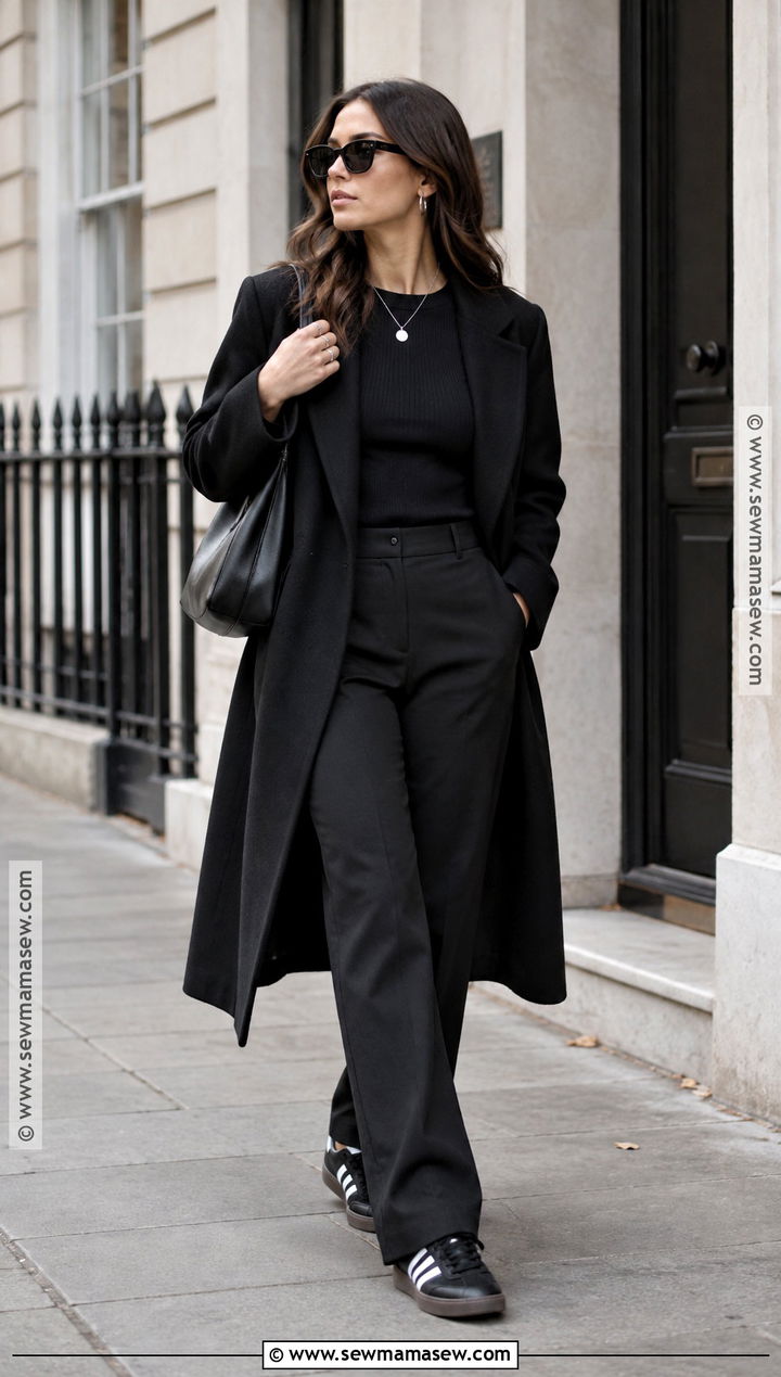 Adidas Samba With Monochrome Black Layers - 20 Adidas Samba Fall Outfit Ideas