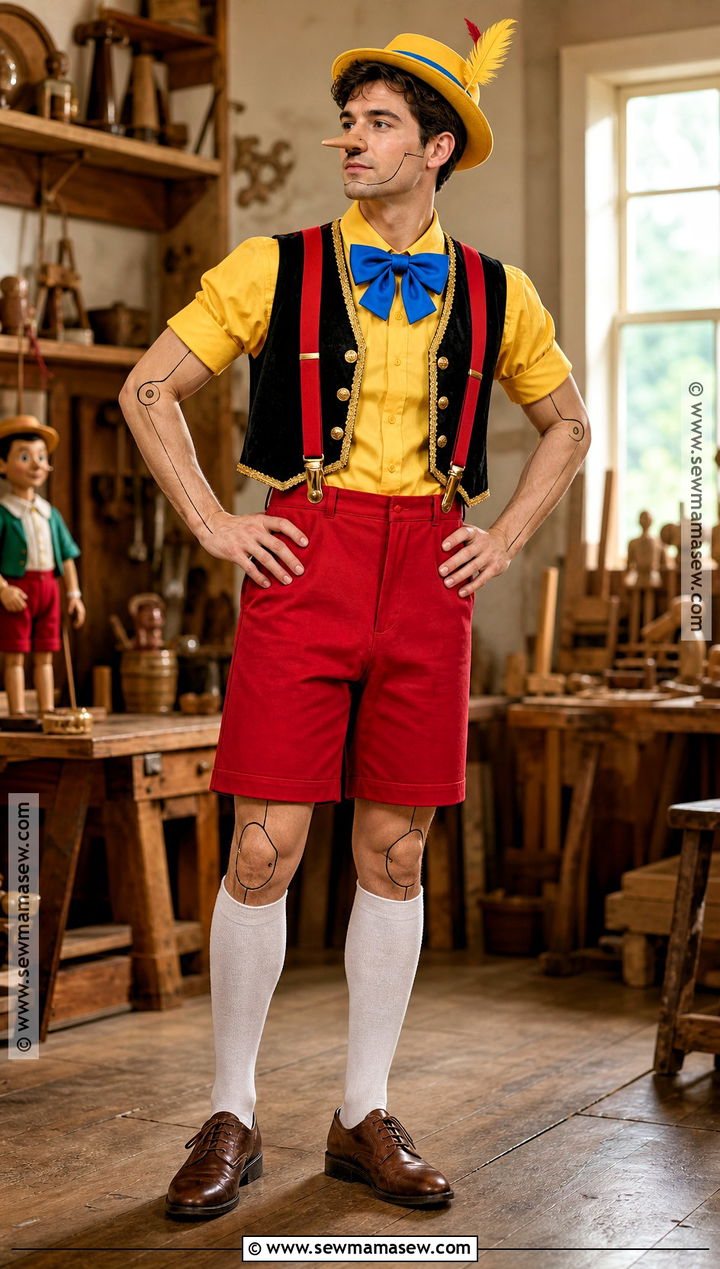 Adult Pinocchio Costume With Red Shorts - 30 pinocchio costume ideas