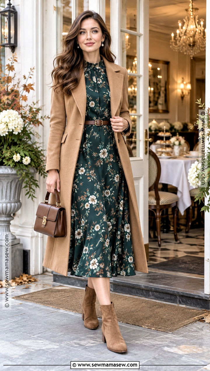 Afternoon Tea Outfit With A Midi Dress - 20 Day Date Outfit Fall Ideas